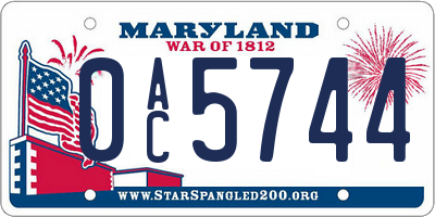 MD license plate 0AC5744