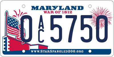 MD license plate 0AC5750