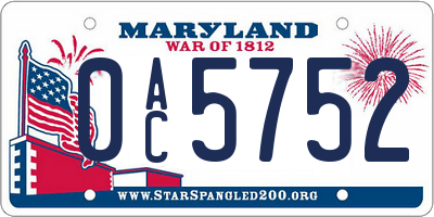 MD license plate 0AC5752