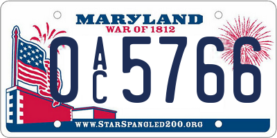 MD license plate 0AC5766