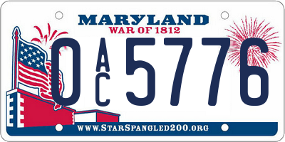 MD license plate 0AC5776