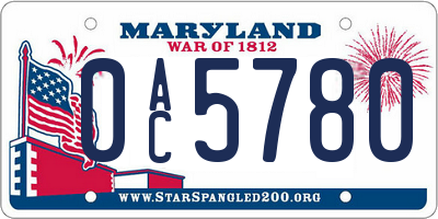 MD license plate 0AC5780
