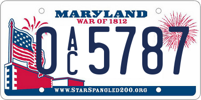 MD license plate 0AC5787