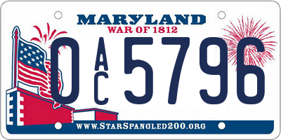 MD license plate 0AC5796