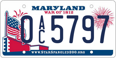 MD license plate 0AC5797