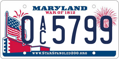 MD license plate 0AC5799