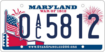 MD license plate 0AC5812
