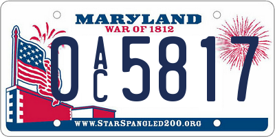 MD license plate 0AC5817