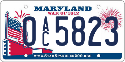 MD license plate 0AC5823