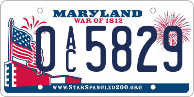 MD license plate 0AC5829