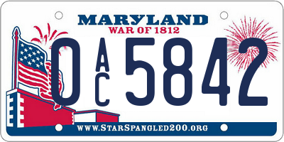 MD license plate 0AC5842