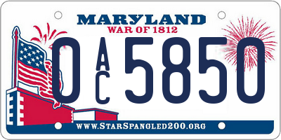 MD license plate 0AC5850