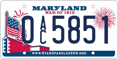 MD license plate 0AC5851