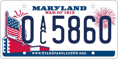 MD license plate 0AC5860