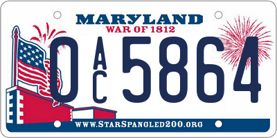 MD license plate 0AC5864