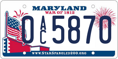 MD license plate 0AC5870