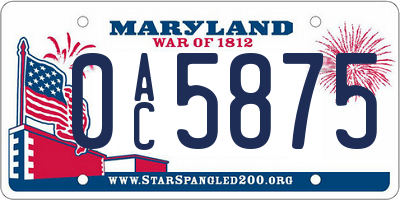 MD license plate 0AC5875