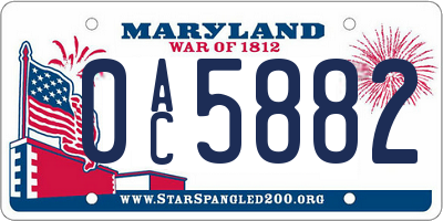 MD license plate 0AC5882