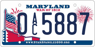MD license plate 0AC5887