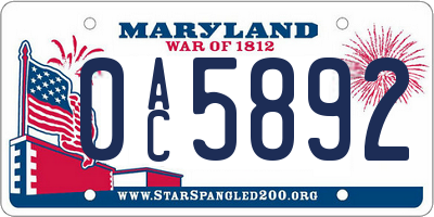 MD license plate 0AC5892