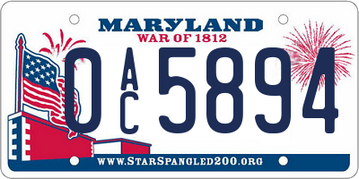 MD license plate 0AC5894