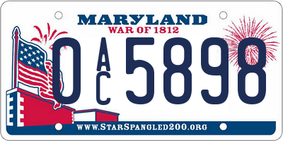 MD license plate 0AC5898