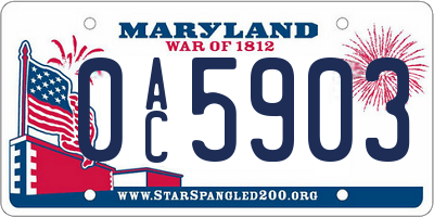 MD license plate 0AC5903
