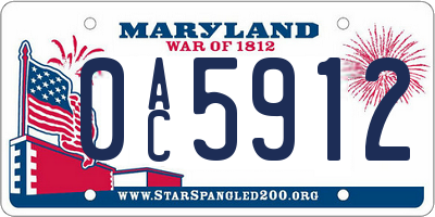 MD license plate 0AC5912
