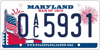 MD license plate 0AC5931