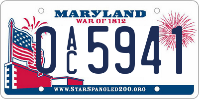 MD license plate 0AC5941