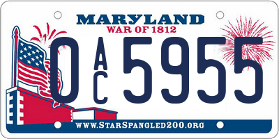 MD license plate 0AC5955
