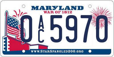 MD license plate 0AC5970