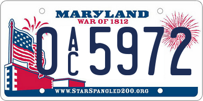MD license plate 0AC5972