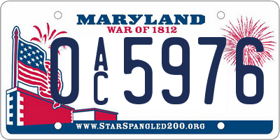 MD license plate 0AC5976