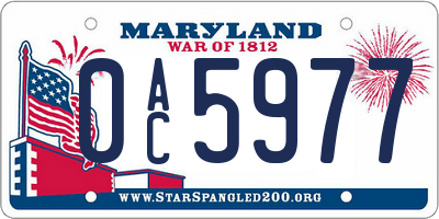 MD license plate 0AC5977
