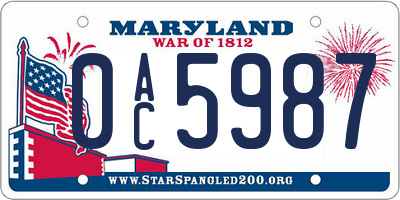 MD license plate 0AC5987