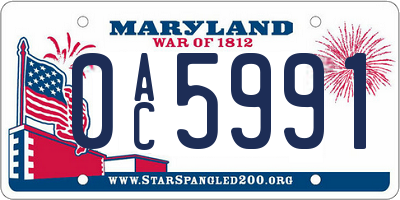 MD license plate 0AC5991