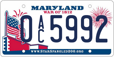 MD license plate 0AC5992