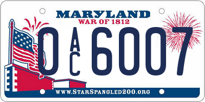 MD license plate 0AC6007