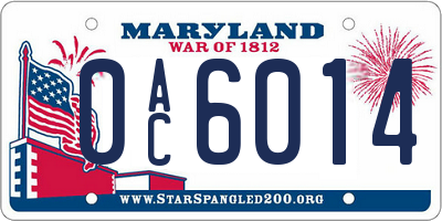 MD license plate 0AC6014