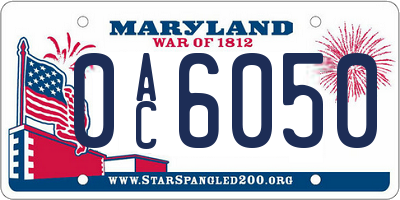 MD license plate 0AC6050