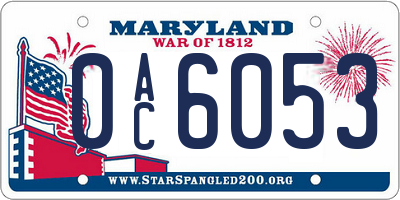 MD license plate 0AC6053