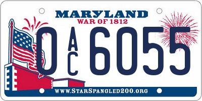 MD license plate 0AC6055