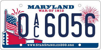 MD license plate 0AC6056