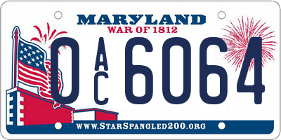 MD license plate 0AC6064