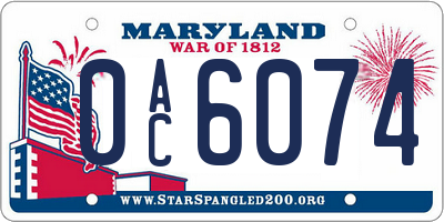 MD license plate 0AC6074