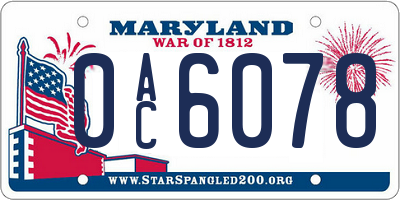 MD license plate 0AC6078