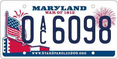 MD license plate 0AC6098