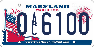 MD license plate 0AC6100