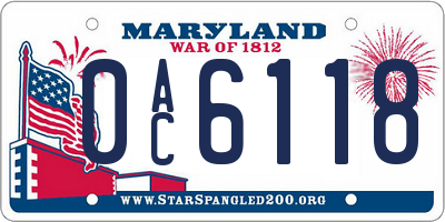 MD license plate 0AC6118
